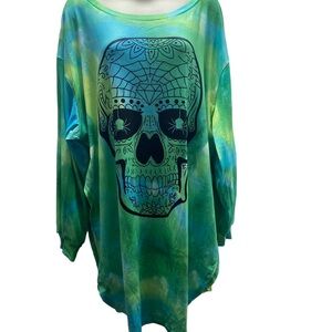 Skull Graphic Womens Size 3X Tie Dye Shirt